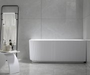 Aqualine Tibera Strip R Rohová Stojící Vana, 150x75cm, Bílá