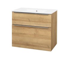 Mereo Mailo, Koupelnová Skříňka S Keramickým Umyvadlem 81 Cm, Dub Riviera, Elox Al Madlo