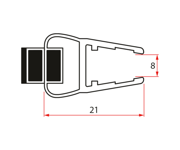 Gelco Set Magnetických Těsnění Pro Sklo 8mm A 3m Pro Nalepení , 2000mm (2ks)