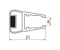 Gelco Magnetické Těsnění Ploché, Sklo 8mm, 2000mm