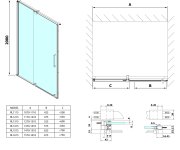 Polysan Rolls Sprchové Dveře 1200mm, Výška 2000mm, čiré Sklo