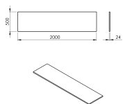 Sapho Plato Deska Rockstone 2000x24x500mm, Bílá Mat