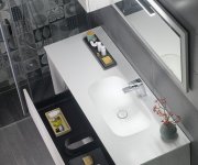 Sapho Treos Umyvadlo 146,6x51,3 Cm (110+35), Rockstone, Levé, Bílá Mat