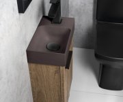 Sapho Piccolino Betonové Umývátko 30,8x17cm, Baterie Vpravo, Tmavě Hnědá Mat