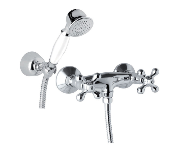 Mereo Sprchová Nástěnná Baterie, Retro Viktorie, 150 Mm, S Příslušenstvím, Chrom