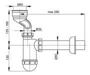 Sifon Pisoárový Dn40 S Manžetou - Plast - Nelepí Se ALC-A45A