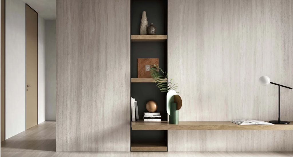 Realizace Realizace šedé obývací místnosti Flow Light Grey ze serie Wide Gress 280