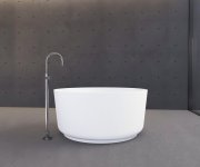 Polysan Estatis Volně Stojící Vana Litý Mramor ø110x51cm, Bílá Mat