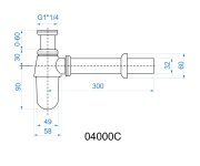Sifon Umyvadlový Dn 32  5/4 Bez Odpad. Ventilu - Kovový, Chrom 04000C