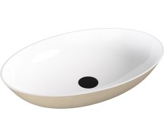 Polysan Banera Oval Umyvadlo Na Desku, Litý Mramor, 60x40cm, Bílá/béžová Mat