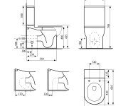 Aqualine Jalta Wc Kombi, Rimless, Spodní/zadní Odpad, Bílá