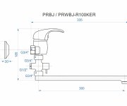 Vanová Stěnová Baterie Do Bytového Jádra S Plochým Ramínkem, Keram.přepínačem, Rozteč 100 Mm, Klik-klak - Bílá-chrom - Perla PRWBJ-R100KER