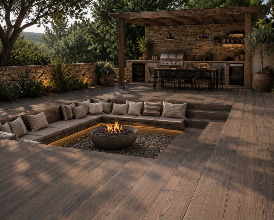 Realizace Ohniště s dlažbou Gardenia Just Mix Brown Night