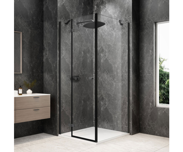 Polysan Globe Gun Metal čtvercový Sprchový Kout 800x800mm, čiré Sklo, Levé
