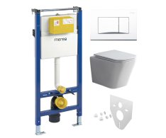 Mereo Wc Set - Smart Flush Rimless Wc Hranaté, Modul Pro Sádrokarton, Bílé Hranaté Tl