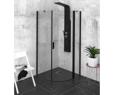 Polysan Zoom Black čtvrtkruhová Sprchová Zástěna 900x900mm, čiré Sklo, Pravá