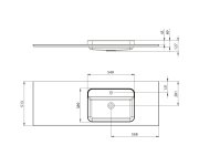 Sapho Brahea Umyvadlo 146,6x51,5cm (35+110), Rockstone, Pravé, Bílá Mat