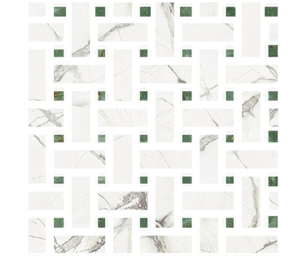 Mozaika jako kámen Fioranese Marmorea Intensa Bianco Luce MOSAICO WEAVE 30x30 Luc. Rett.