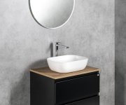 Aqualine Altair Skříňka S Deskou 87,5 Cm, černá Mat/dub Emporio