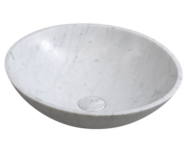 Sapho Blok Kamenné Umyvadlo Na Desku ø 42cm, Bílá Carrara Mat