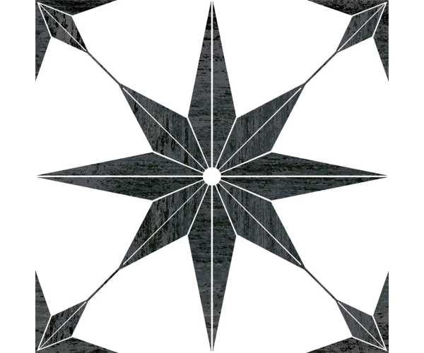 Vzorovaná dlažba Codicer Stella Cassis Black 25x25