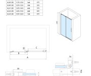 Polysan Altis Black Posuvné Dveře 1170-1210mm, Výška 2000mm, čiré Sklo