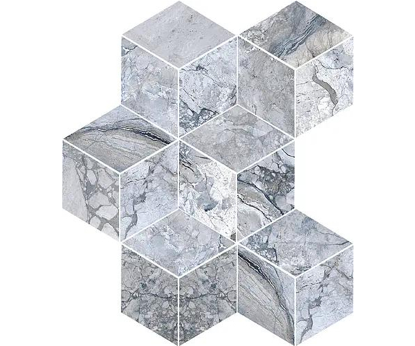 Dlažba jako mramor Bottega Angel Heart Hexagon Light Blue 30x40 Luc. Rett. - šedá