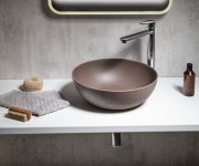Sapho Formigo Betonové Umyvadlo Na Desku, ø 39cm, Tmavě Hnědá Mat