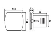 Sapho Lex Koupelnový Ventilátor Axiální S časovačem, 15w, Potrubí 100mm, Nerez Mat