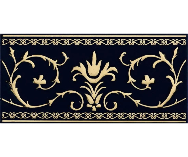 Retro listela Petracers Grand Elegance Gold Narciso-A oro su blu 10x20