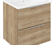 Sapho Set Koupelnová Skříňka Cirasa 50cm S úzkým Umyvadlem A Led Zrcadlem, 2x Zásuvka, Dub Alabama