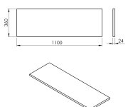 Sapho Plato Deska Rockstone 1100x24x360mm, Bílá Mat