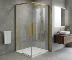 Gelco Luxor Gold Matt čtvercový Sprchový Kout 800x800mm, Rohový Vstup