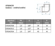 Koleno Vnitřní/vnitřní Závit - Pochromovaná Mosaz - 3/8" 07654CR38