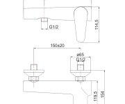 Altea, Sprchová Stěnová Baterie Bez Sprchové Sady, Rozteč 150 Mm ALT10800