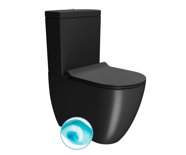 Gsi Pura Wc Kombi, Swirlflush, Spodní/zadní Odpad, černá Dual-mat