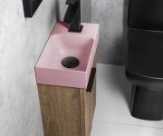 Sapho Piccolino Betonové Umývátko 30,8x17cm, Baterie Vpravo, Růžová Mat