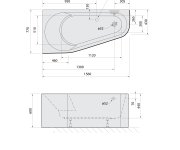Polysan Projekta L Monolith Asymetrická Stojící Vana 156x77x60cm, Bílá/černá