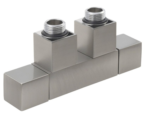 Sapho Cube Twin Připojovací Sada Ventilů Pro Středové Připojení, Nerez Mat