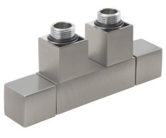 Sapho Cube Twin Připojovací Sada Ventilů Pro Středové Připojení, Nerez Mat