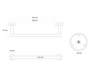 Sapho X-round Gold Držák Ručníků 300mm, Zlato Mat