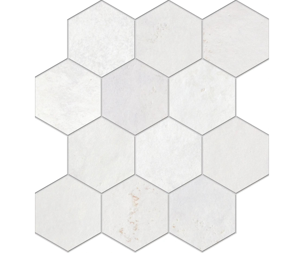 Mozaika jako beton EdimaxAstor Home MosaicoEsagono Whitepastel 30X34 Matt. Rett. - bílá