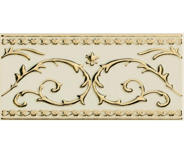 Retro listela Petracers Grand Elegance Gold Narciso-B oro su panna 10x20