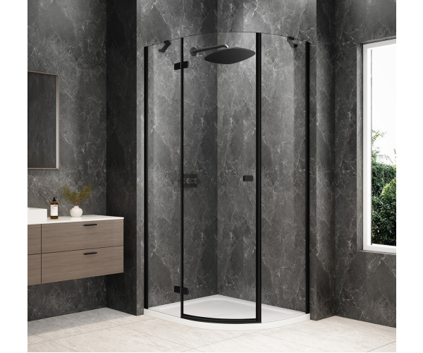Polysan Globe Black čtvrtkruhový Sprchový Kout 900x800mm, čiré Sklo, Levé