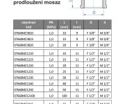 Prodloužení - Mosaz - 3/8" X 20mm 07660MZ3820