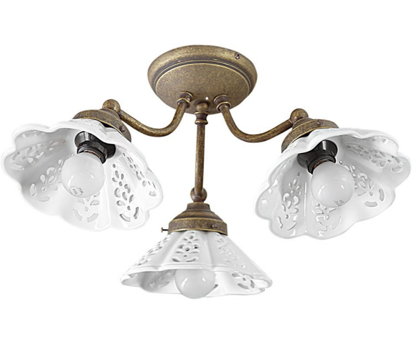 Sapho Napoli Stropní Svítidlo, 3xe14,40w, 230v, Ip21, Keramické Stínítko, Bronz