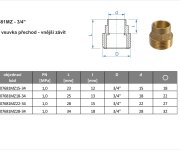 Vsuvka Přechod Cu Vnější 28mm X 3/4" 07681MZ28-34
