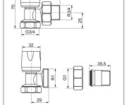 Radiátorový Ventil Luxor, Rs 102 - Rohový - 3/4" DC11022700