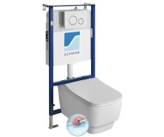 Sapho Bello Závěsné Wc Rimless S Podomítkovou Nádržkou A Tlačítkem Schwab, Bílá