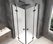 Polysan Globe Black čtvercový Sprchový Kout 900x900mm, Rohový Vstup, Matné Sklo